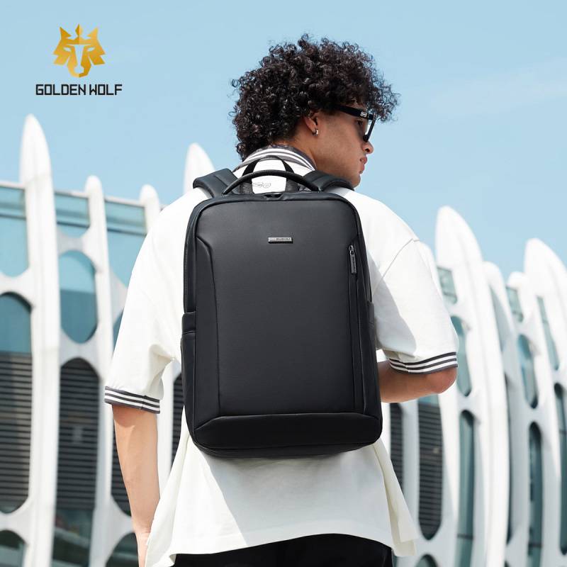 Golden Wolf τσάντα πλάτης GB00731 με θήκη laptop 15.6", 17L, μαύρη – φωτογραφία 2