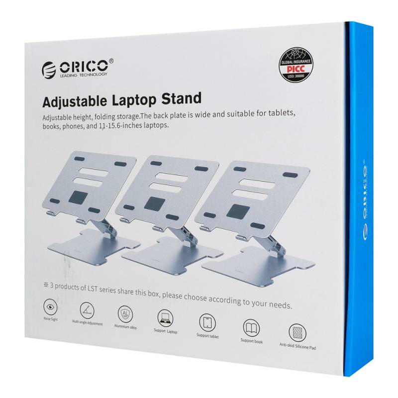Orico μεταλλική βάση για laptop/tablet LST-T1, 11~15.6", foldable, ασημί – φωτογραφία 5