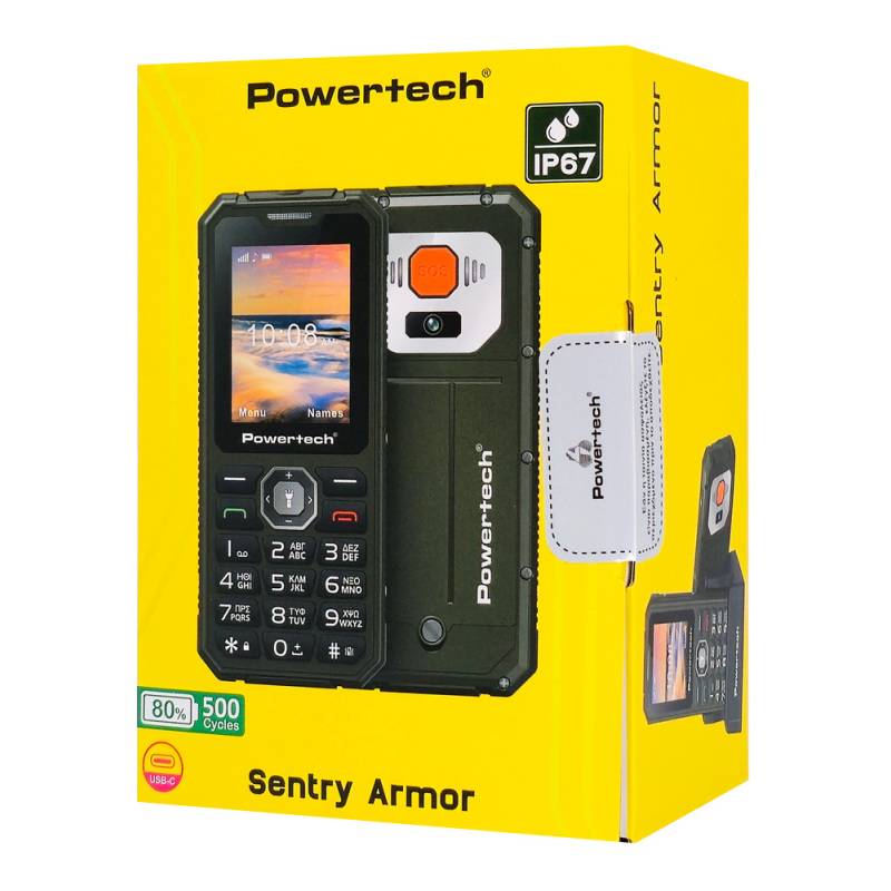 Powertech κινητό τηλέφωνο Sentry Armor, dual SIM, πλήκτρο SOS, 4G, IP67, μαύρο – φωτογραφία 3