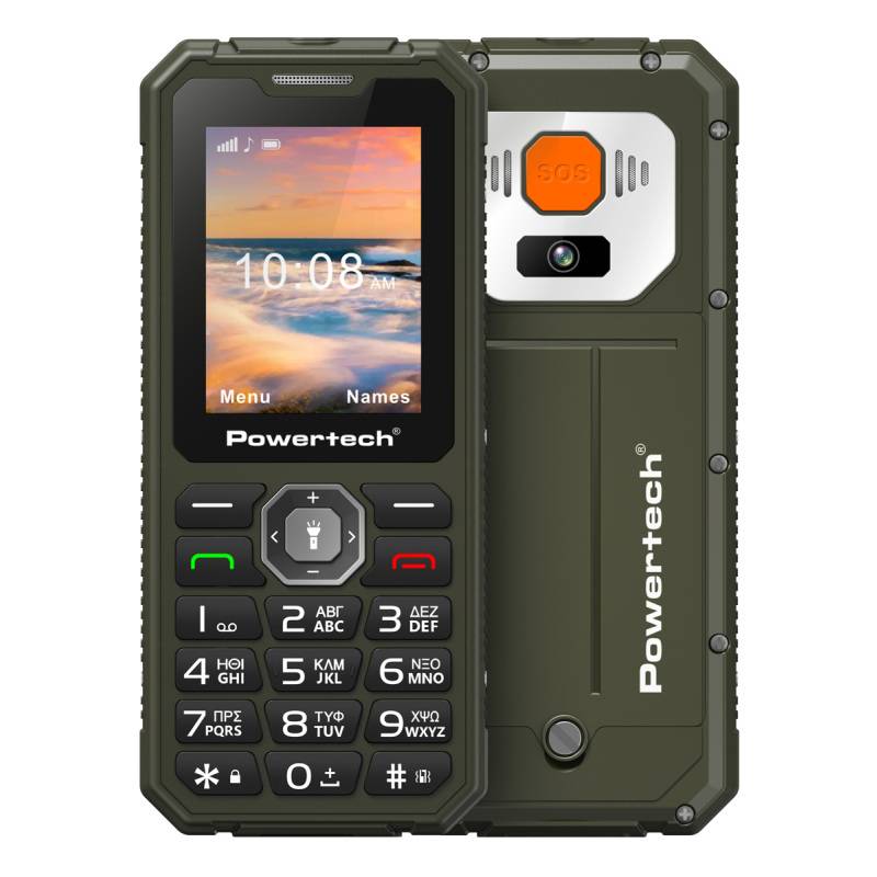 Powertech κινητό τηλέφωνο Sentry Armor, dual SIM, πλήκτρο SOS, 4G, IP67, χακί – φωτογραφία 2