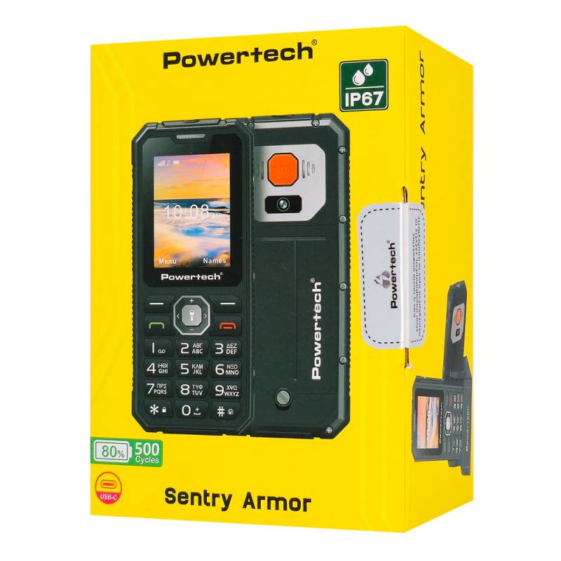 Powertech κινητό τηλέφωνο Sentry Armor, dual SIM, πλήκτρο SOS, 4G, IP67, χακί – φωτογραφία 3