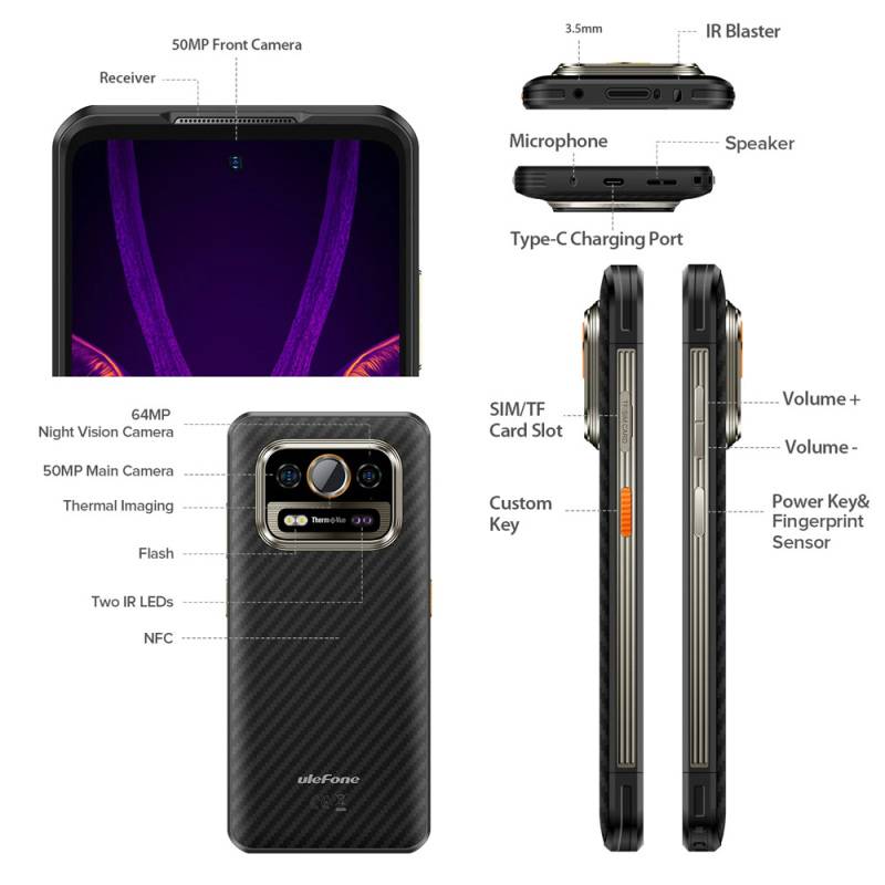 Ulefone smartphone Armor 25T Pro, 6.78", 8/256GB, 5G, 6500mAh, IP68/IP69K/MIL-STD-810H, μαύρο – φωτογραφία 3