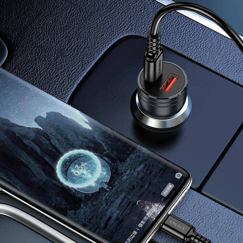 Kakusiga φορτιστής αυτοκινήτου KSC-1714 με καλώδιο USB-C, USB/USB-C, 60W, μαύρος – φωτογραφία 2