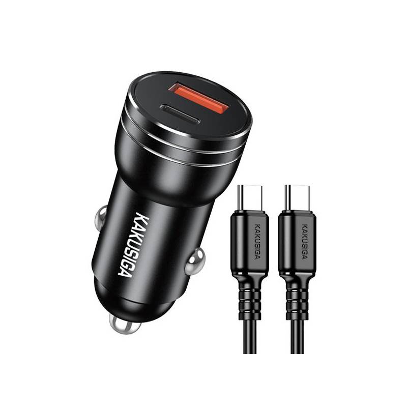 Kakusiga φορτιστής αυτοκινήτου KSC-1714 με καλώδιο USB-C, USB/USB-C, 60W, μαύρος
