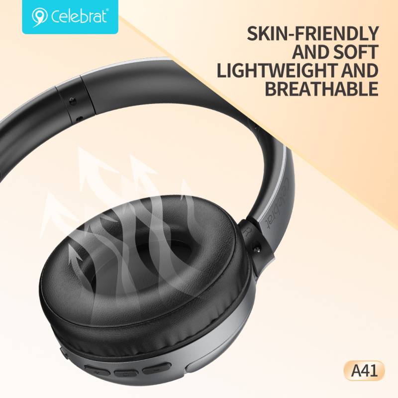 Celebrat headphones A41, ασύρματα & ενσύρματα, 40mm, 400mAh, ANC, μαύρα – φωτογραφία 4