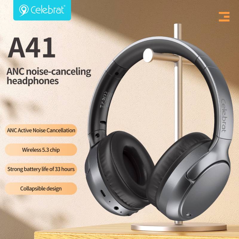 Celebrat headphones A41, ασύρματα & ενσύρματα, 40mm, 400mAh, ANC, μαύρα – φωτογραφία 5