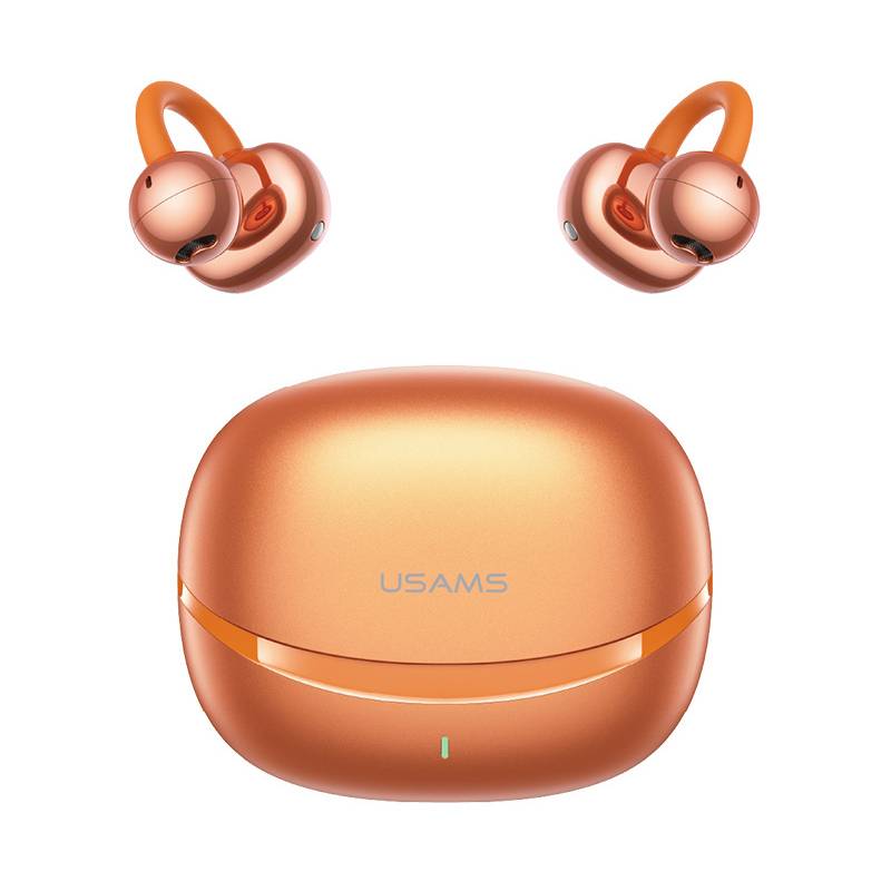 USAMS earphones με θήκη φόρτισης Echo R03, OWS, Φ11mm, 40/300mAh, πορτοκαλί