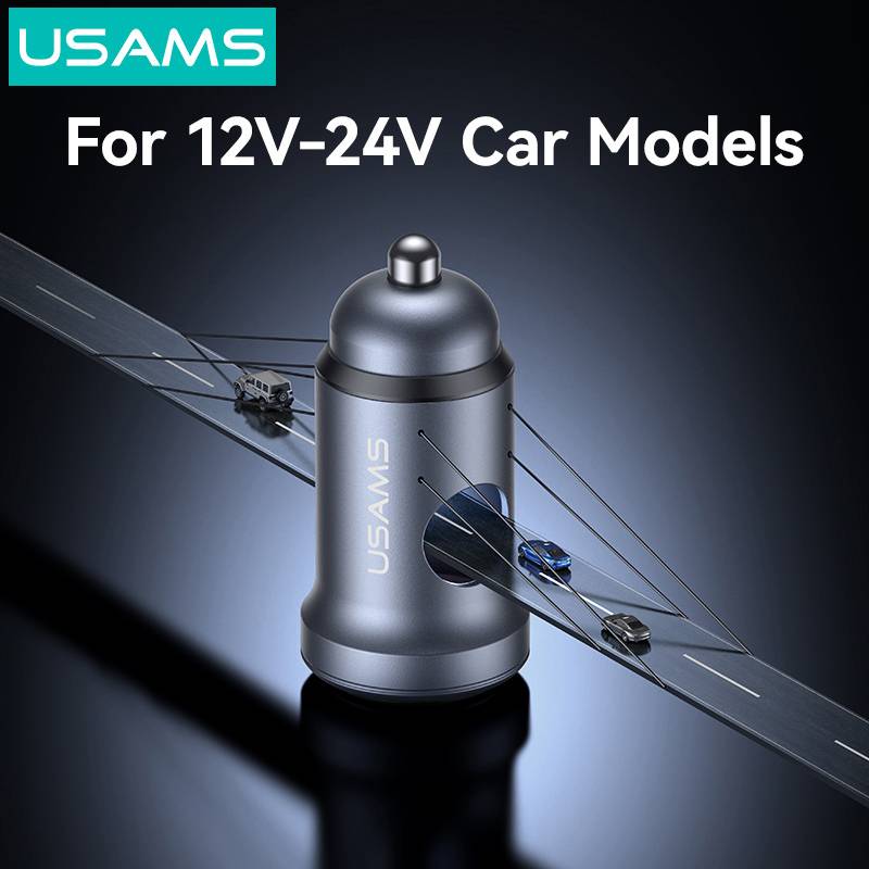 USAMS φορτιστής αυτοκινήτου CC322, USB & USB-C, 30W, πορτοκαλί – φωτογραφία 5