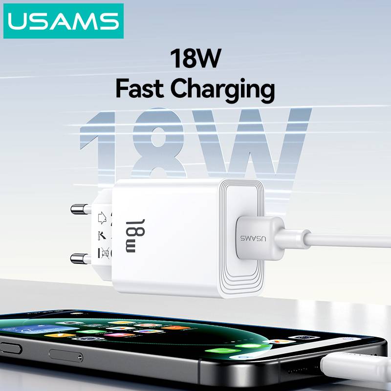 USAMS φορτιστής τοίχου CC324, USB, 18W, λευκός – φωτογραφία 2