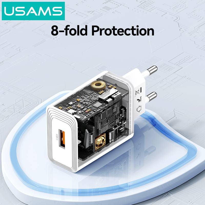 USAMS φορτιστής τοίχου CC324, USB, 18W, λευκός – φωτογραφία 3