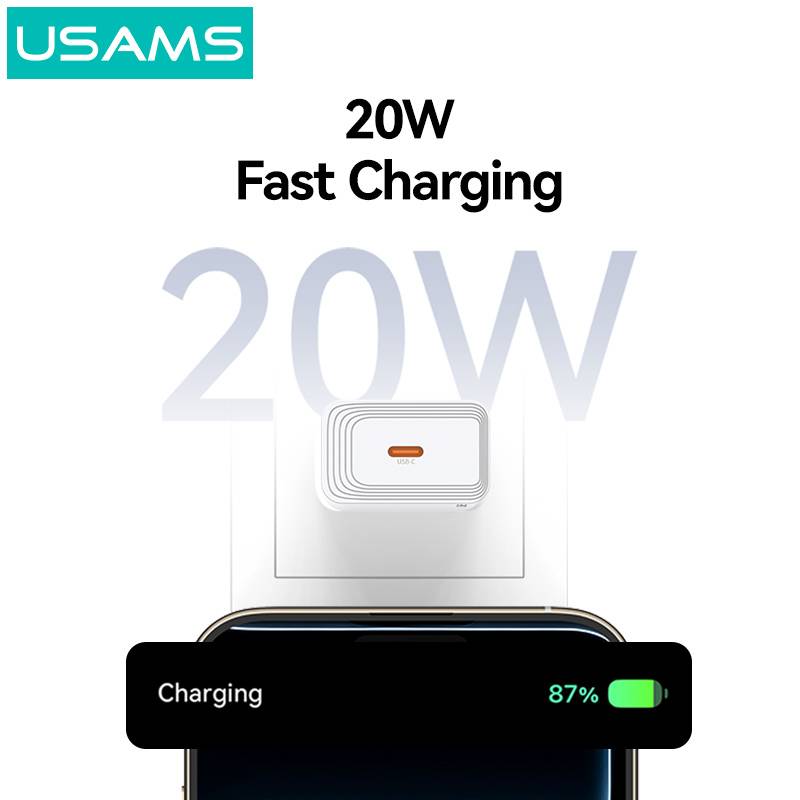 USAMS φορτιστής τοίχου CC325, USB-C, 20W, λευκός – φωτογραφία 2