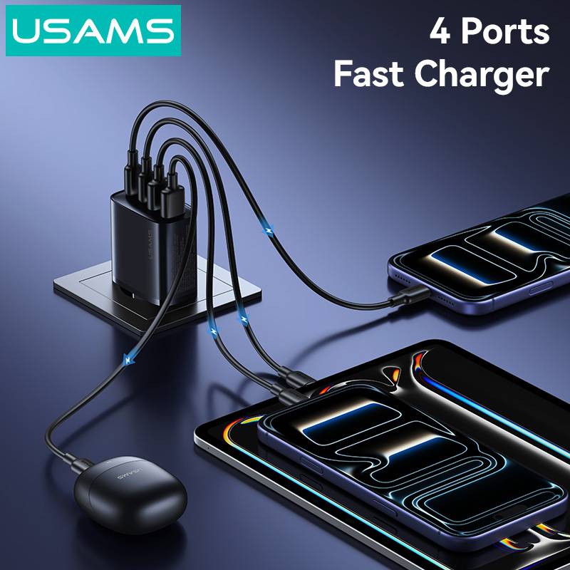 USAMS φορτιστής τοίχου CC330, 2x USB & 2x USB-C, 40W, GaN, μαύρος – φωτογραφία 2