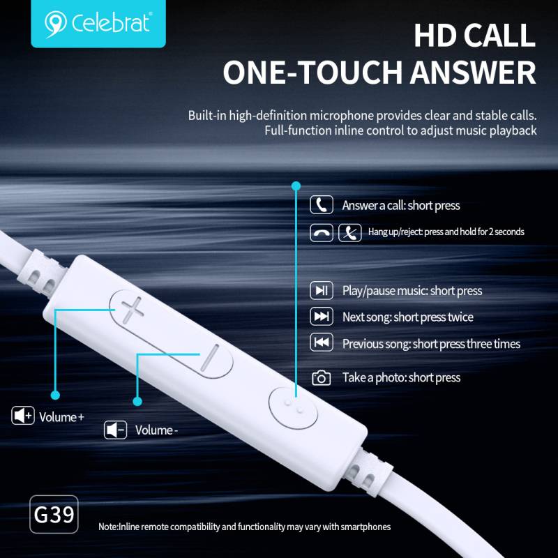 Celebrat earphones με μικρόφωνο G39, USB-C σύνδεση, 14mm, 1.2m, μαύρα – φωτογραφία 3
