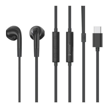 CELEBRAT earphones με μικρόφωνο G39, USB-C σύνδεση, 14mm, 1.2m, μαύρα