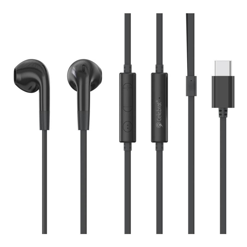 Celebrat earphones με μικρόφωνο G39, USB-C σύνδεση, 14mm, 1.2m, μαύρα
