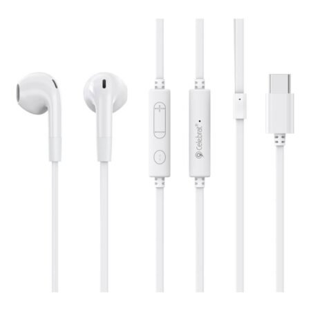 CELEBRAT earphones με μικρόφωνο G39, USB-C σύνδεση, 14mm, 1.2m, λευκά