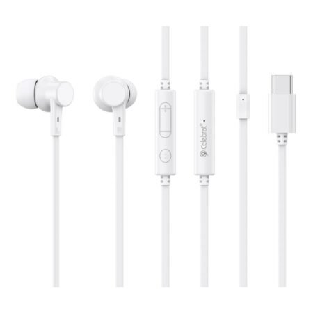 CELEBRAT earphones με μικρόφωνο G40, USB-C σύνδεση, 10mm, 1.2m, λευκά