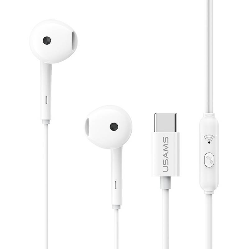 USAMS earphones με μικρόφωνο SJ771, USB-C σύνδεση, 1.2m, λευκά USAMS earphones με μικρόφωνο SJ771, USB-C σύνδεση, 1.2m, λευκά