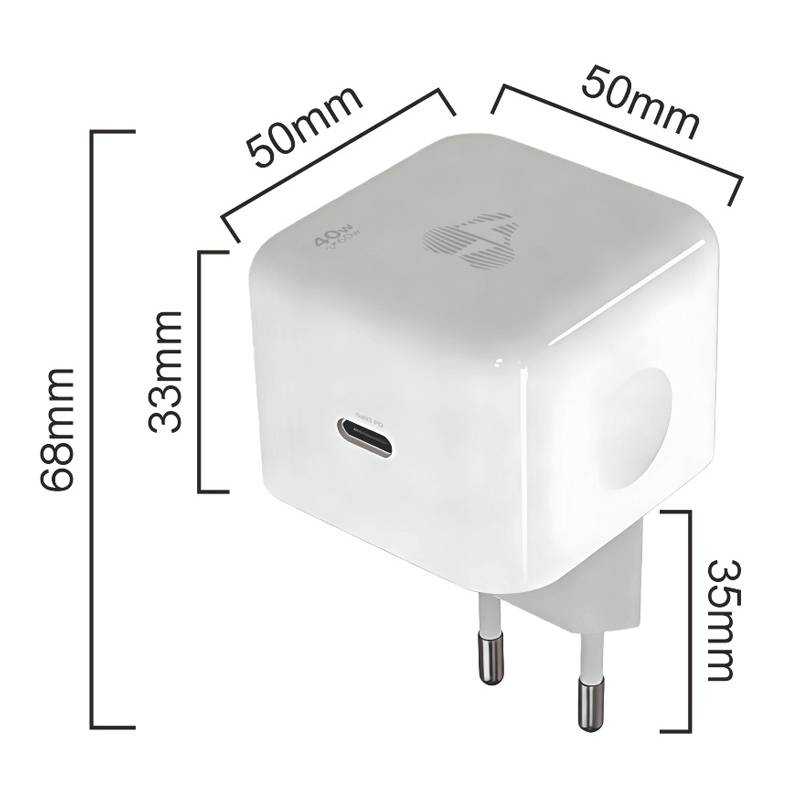 Powertech φορτιστής τοίχου PT-1581 με καλώδιο, USB-C, 40 έως 60W, GaN, AVS, λευκός – φωτογραφία 3