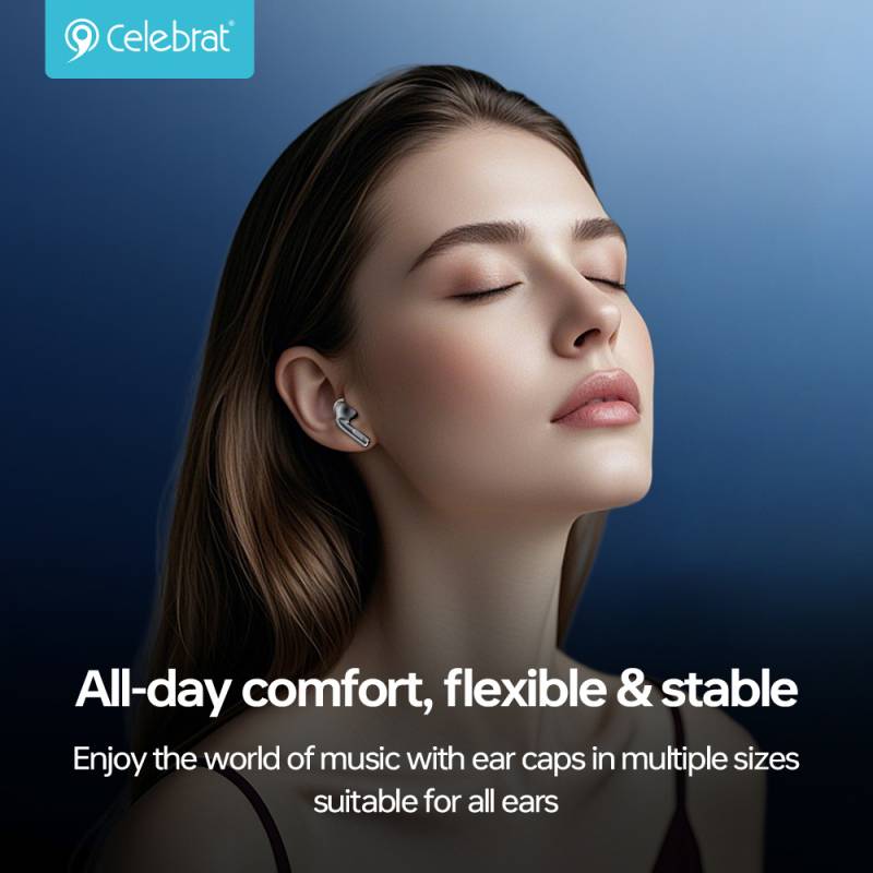 Celebrat earphones με θήκη φόρτισης W72, True Wireless, 10mm, 33/380mAh, ANC & ENC, μαύρα – φωτογραφία 3