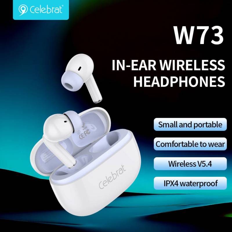 Celebrat earphones με θήκη φόρτισης W73, True Wireless, 13mm, 33/380mAh, μαύρα – φωτογραφία 5