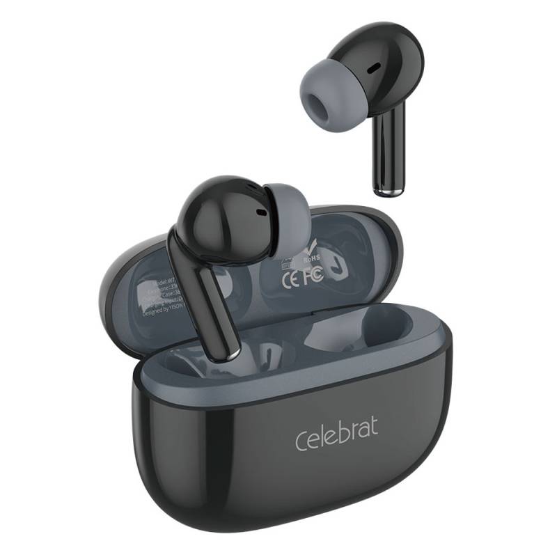 Celebrat earphones με θήκη φόρτισης W73, True Wireless, 13mm, 33/380mAh, μαύρα