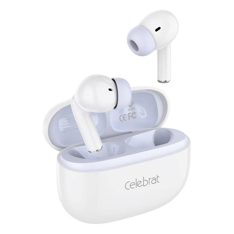 Celebrat earphones με θήκη φόρτισης W73, True Wireless, 13mm, 33/380mAh, λευκά