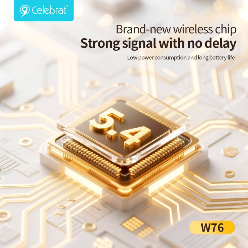 Celebrat earphones με θήκη φόρτισης W76, True Wireless, 13mm, 25/300mAh, λευκά – φωτογραφία 5