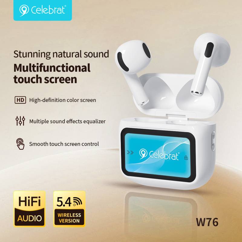 Celebrat earphones με θήκη φόρτισης W76, True Wireless, 13mm, 25/300mAh, λευκά – φωτογραφία 6
