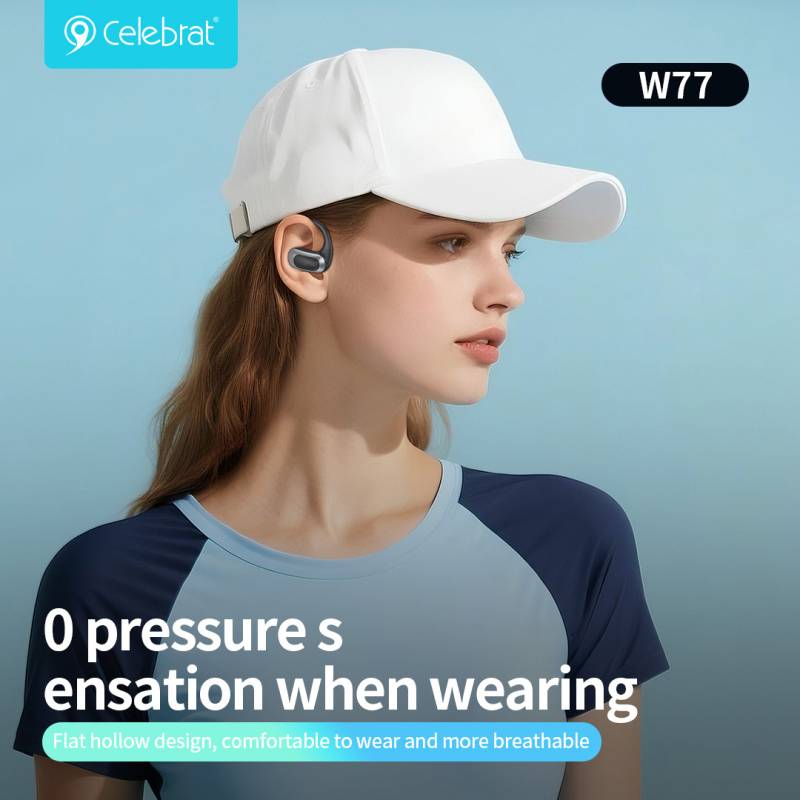 Celebrat earphones με θήκη φόρτισης W77, OWS, 12mm, 40/400mAh, μαύρα – φωτογραφία 3