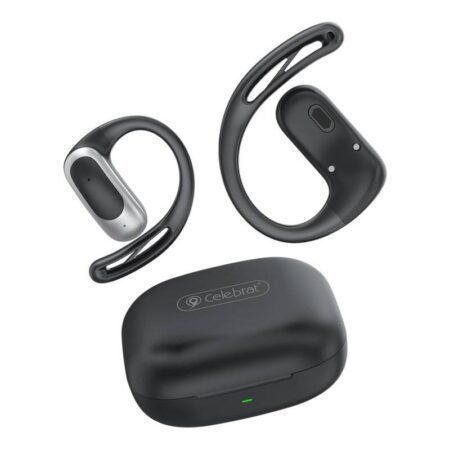 CELEBRAT earphones με θήκη φόρτισης W77, OWS, 12mm, 40/400mAh, μαύρα