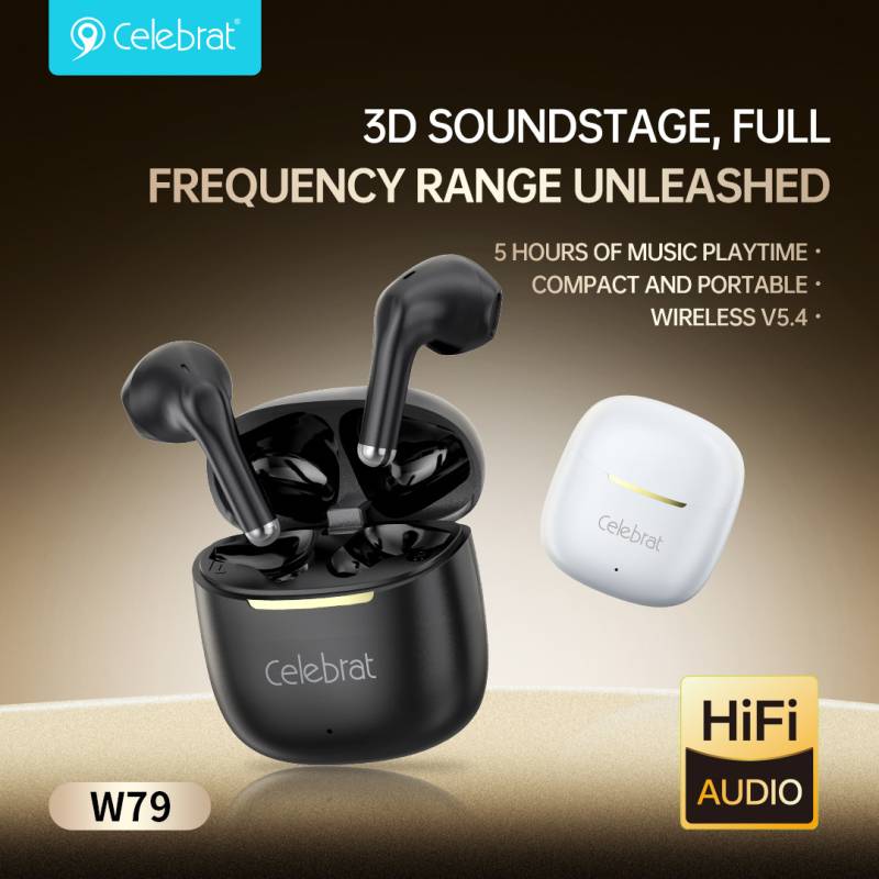 Celebrat earphones με θήκη φόρτισης W79, True Wireless, 13mm, 30/300mAh, μαύρα – φωτογραφία 5