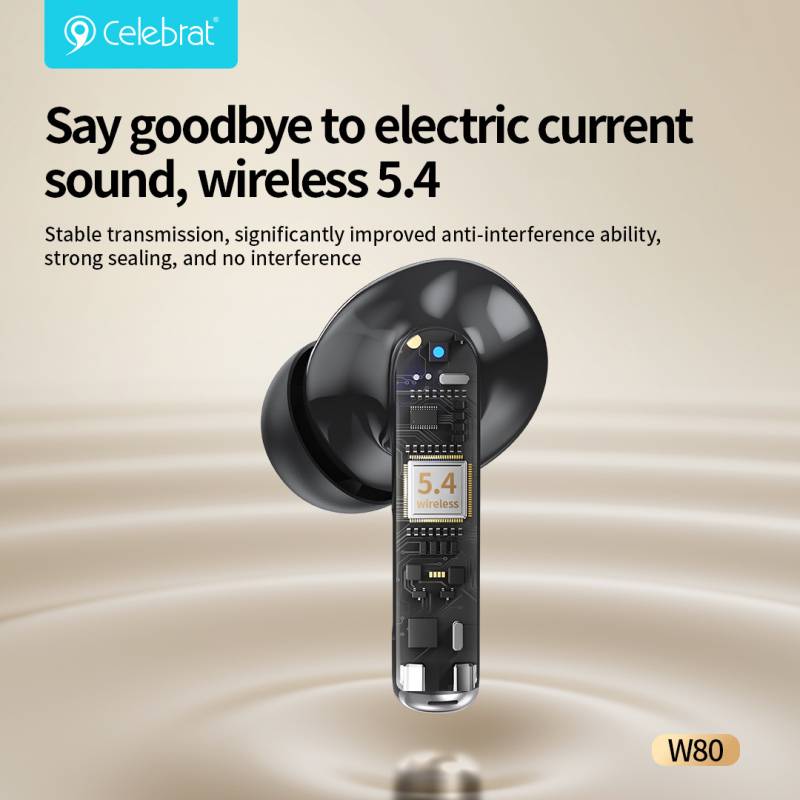 Celebrat earphones με θήκη φόρτισης W80, True Wireless, 13mm, 30/230mAh, γκρι – φωτογραφία 4