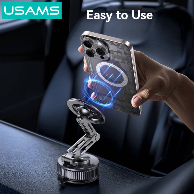 USAMS βάση smartphone αυτοκινήτου ZJ087 για ταμπλό/παρμπρίζ, μαγνητική, μαύρη – φωτογραφία 5