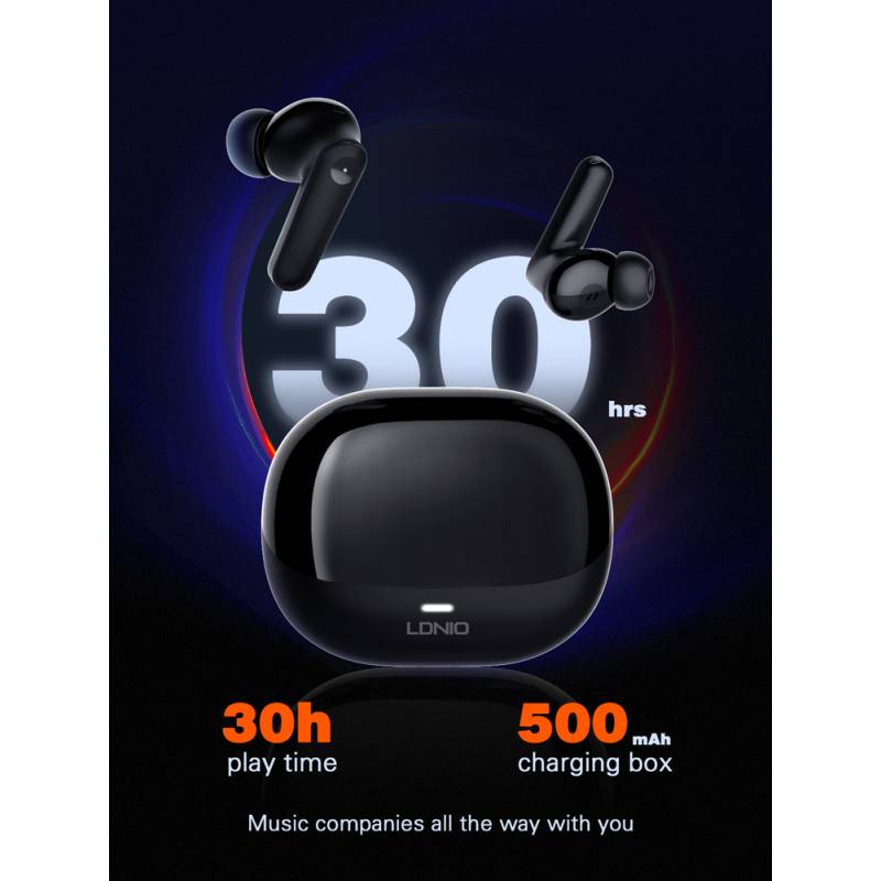 Ldnio earphones με θήκη φόρτισης T05, True Wireless, 13mm, 40/500mAh, μαύρα – φωτογραφία 2