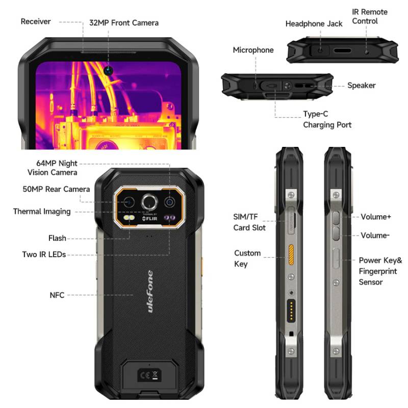 Ulefone smartphone Armor 27T Pro Plus, 6.78", 12/256GB, 5G, 10600mAh, FLIR 3.5, IP68/IP69K, μαύρο – φωτογραφία 4