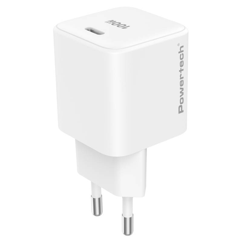 Powertech φορτιστής τοίχου PT-1612, USB-C, 100W, GaN, AVS, λευκός