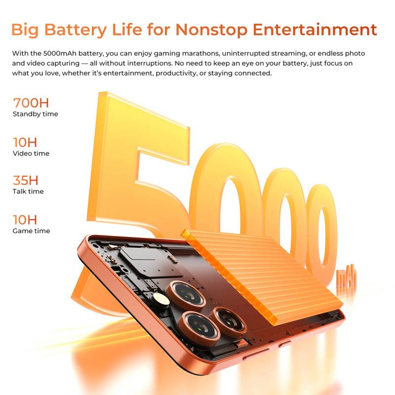 Oukitel smartphone C17, 6.52", 4/64GB, 5000mAh, πορτοκαλί – φωτογραφία 5