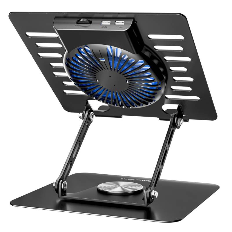 Powertech βάση & ψύξη laptop PT-1630 έως 17", 110mm LED fan, μεταλλική, μαύρη – φωτογραφία 4