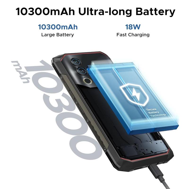 Doogee smartphone Blade10 Power, 6.6", 8/128GB, 10300mAh, IP68/IP69K/MIL-STD-810H, μαύρο – φωτογραφία 4