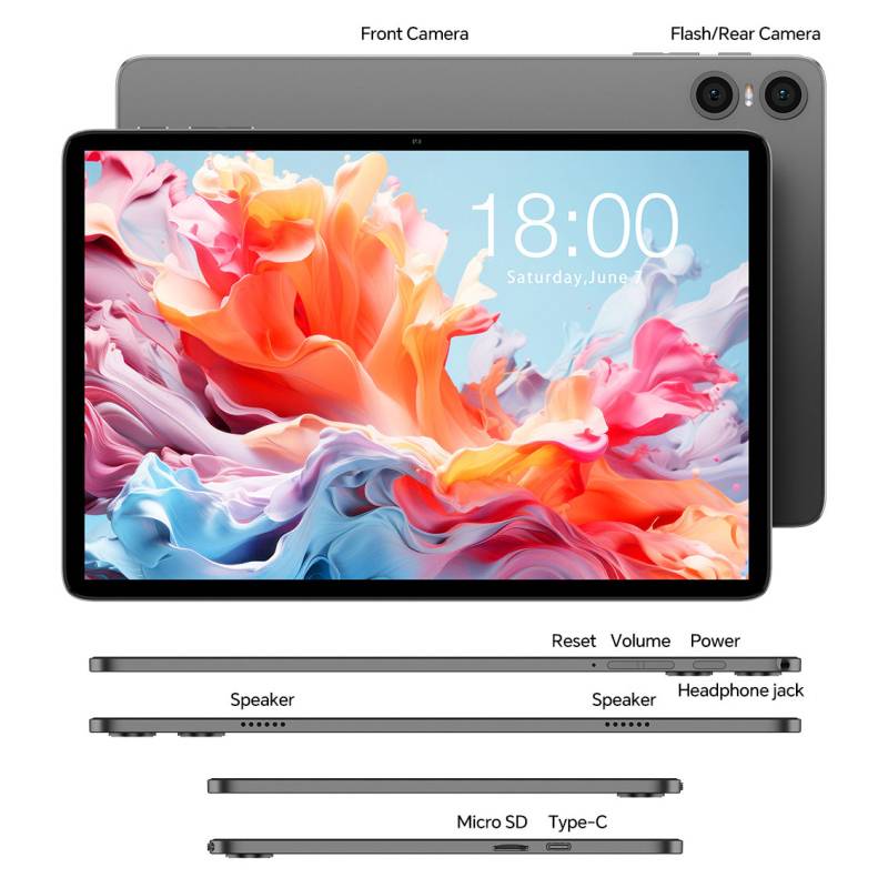 Teclast tablet P30T με πληκτρολόγιο/στυλό αφής/θήκη, 10.1", 3/128GB, Android 16, 6000mAh, γκρι – φωτογραφία 4