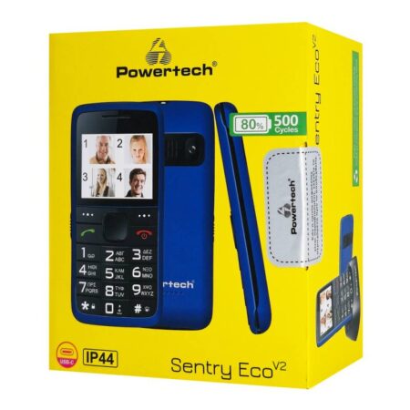 Powertech κινητό τηλέφωνο Sentry Eco V2, dual SIM, πλήκτρο SOS, μπλε – φωτογραφία 3