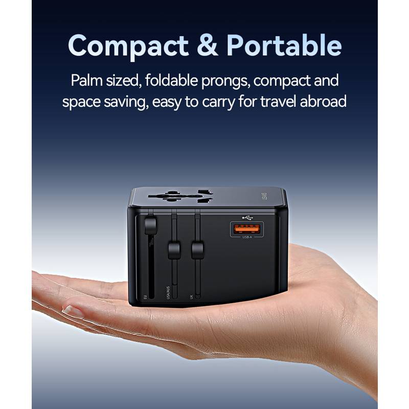 USAMS φορτιστής/αντάπτορας πρίζας CC334, USB & 3x USB-C, universal, 100W, GaN, μαύρος – φωτογραφία 2