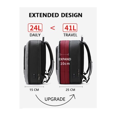 Arctic Hunter τσάντα πλάτης B00227L με θήκη laptop 17", 41L, USB, μαύρη – φωτογραφία 7