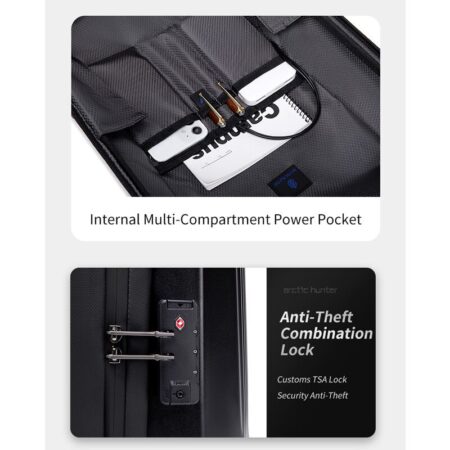 Arctic Hunter τσάντα πλάτης B00487 με θήκη laptop 15.6", λουκέτο TSA, 22L, μαύρη – φωτογραφία 7