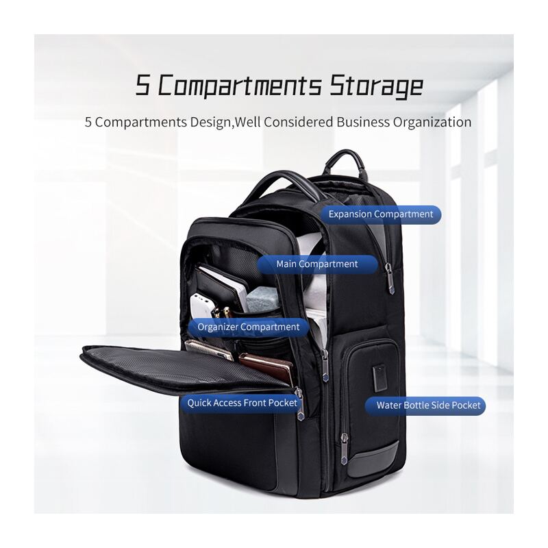 Arctic Hunter τσάντα πλάτης B00544 με θήκη laptop 17", 40L, USB, μαύρη – φωτογραφία 2