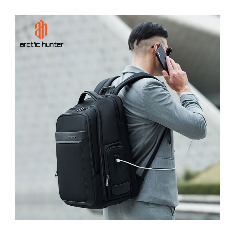 Arctic Hunter τσάντα πλάτης B00544 με θήκη laptop 17", 40L, USB, μαύρη – φωτογραφία 3