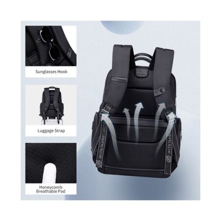 Arctic Hunter τσάντα πλάτης B00544 με θήκη laptop 17", 40L, USB, μαύρη – φωτογραφία 4