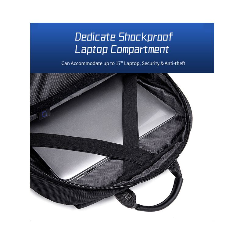 Arctic Hunter τσάντα πλάτης B00544 με θήκη laptop 17", 40L, USB, μαύρη – φωτογραφία 6