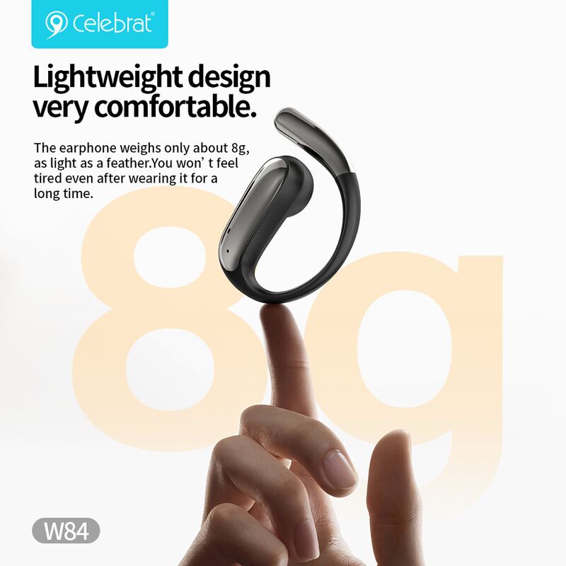 Celebrat earphones με θήκη φόρτισης W84, OWS, 13mm, 30/300mAh, μαύρα – φωτογραφία 4